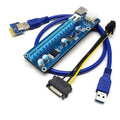 PCI-E 1X to 16X Riser Card SATA 6-Pin USB 3.0 Cable | GPU Rig PCIe Riser Card Qme Default Title