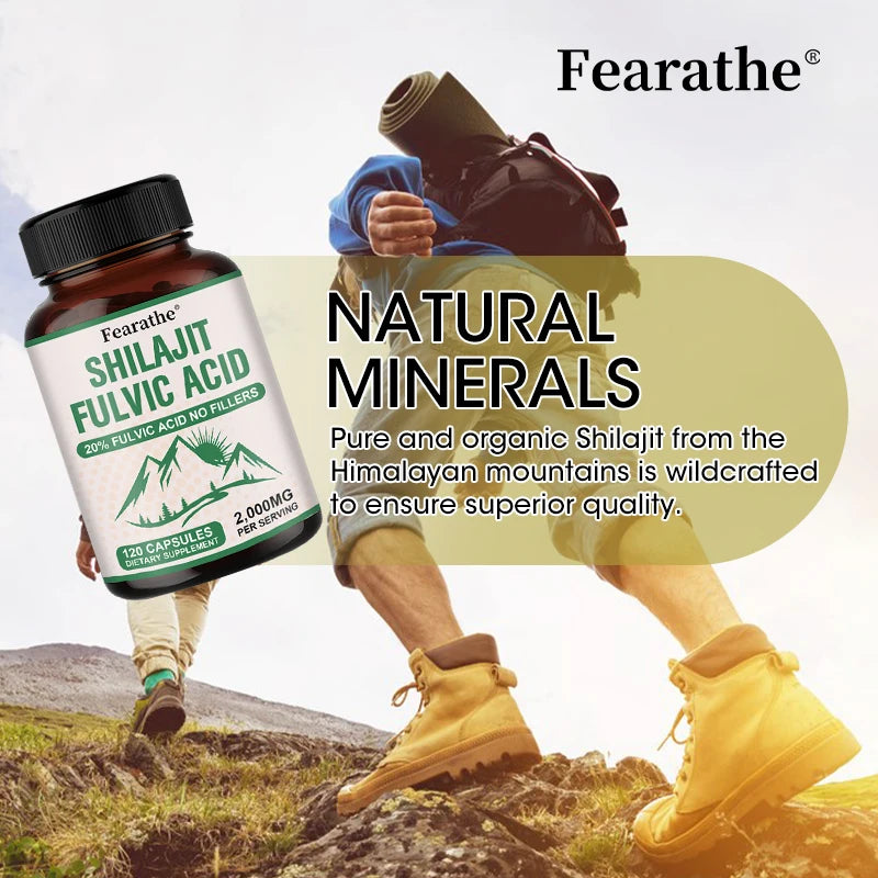 Fearathe Shilajit Capsules 120ct | Energy, Focus & Immune Support Herbal Supplement Qst