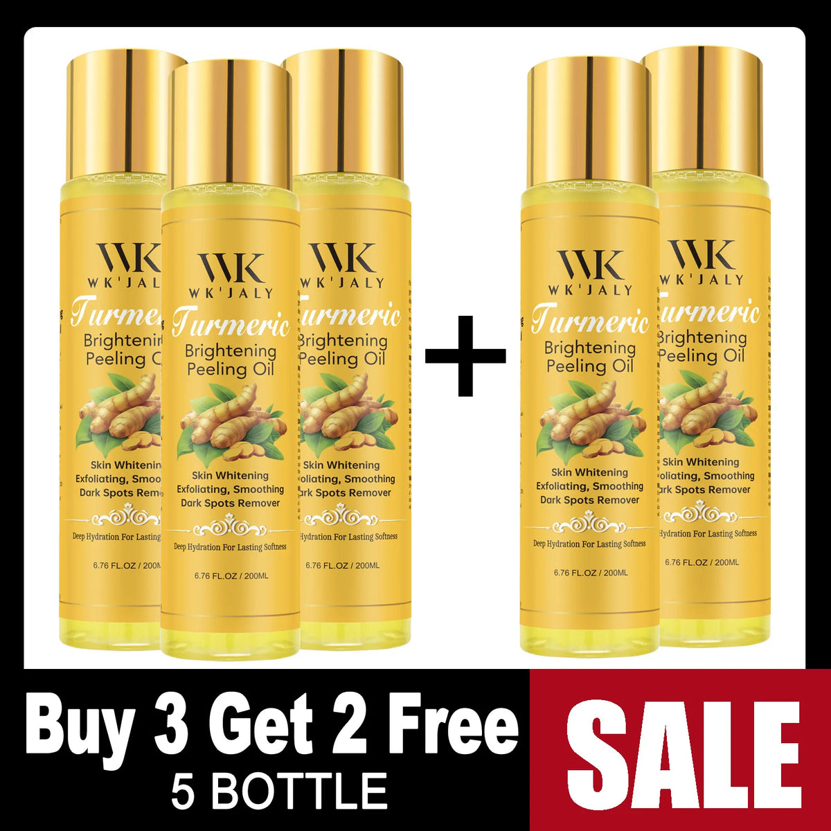 WK'JALY Turmeric Brightening Peeling Oil – 200ml All Skin Exfoliating Peeling Oil Qst Buy 3 Get 2 Free Germany