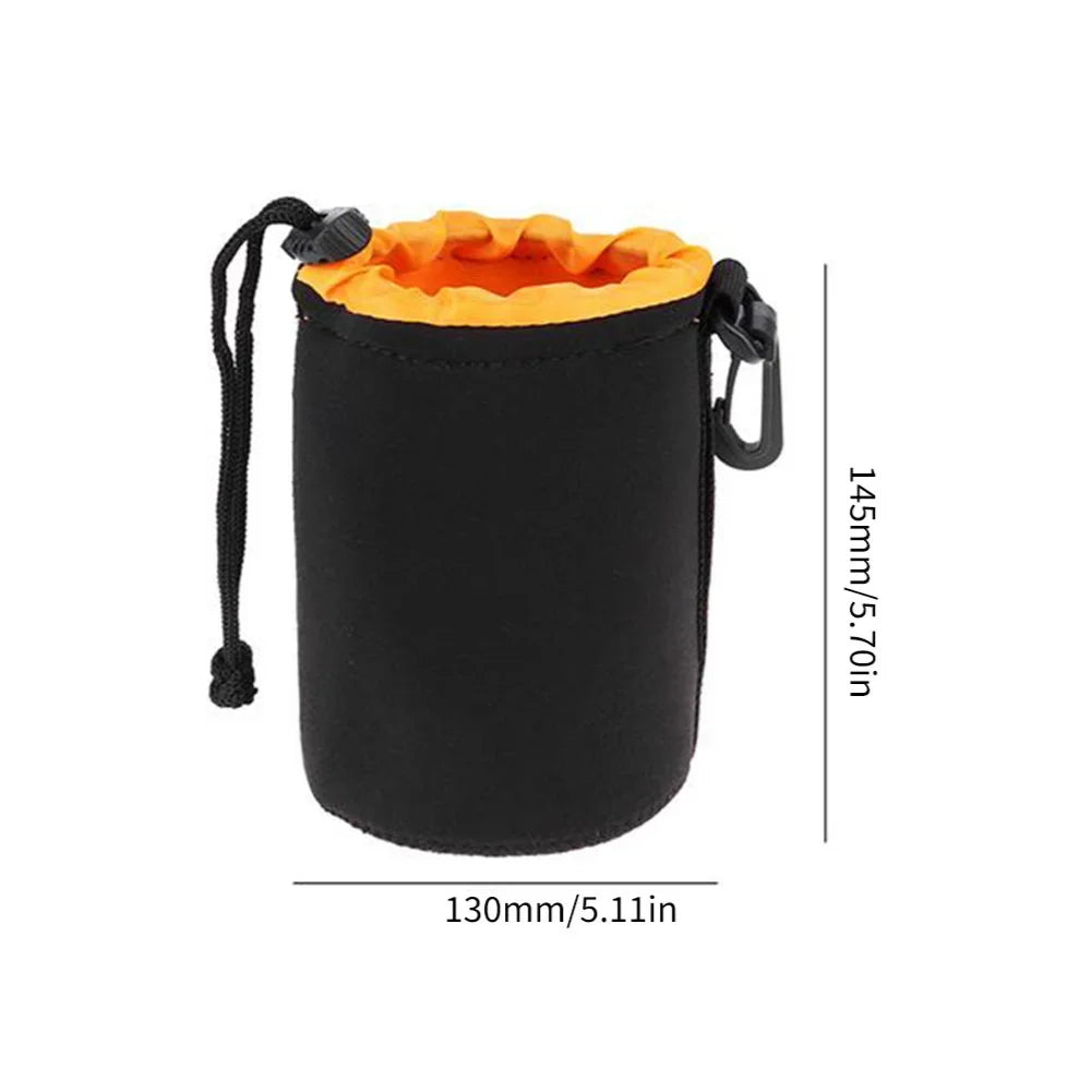 Water-Resistant Camera Lens Case Drawstring Pouch – 8 Colors Camera Lens Pouch Qme M Orange
