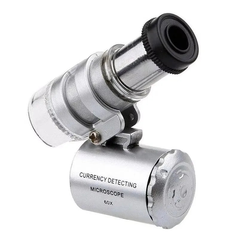 Mini 60X LED Jewelry Loupe UV Currency Detector Magnifier Magnifying Loupe Qme A
