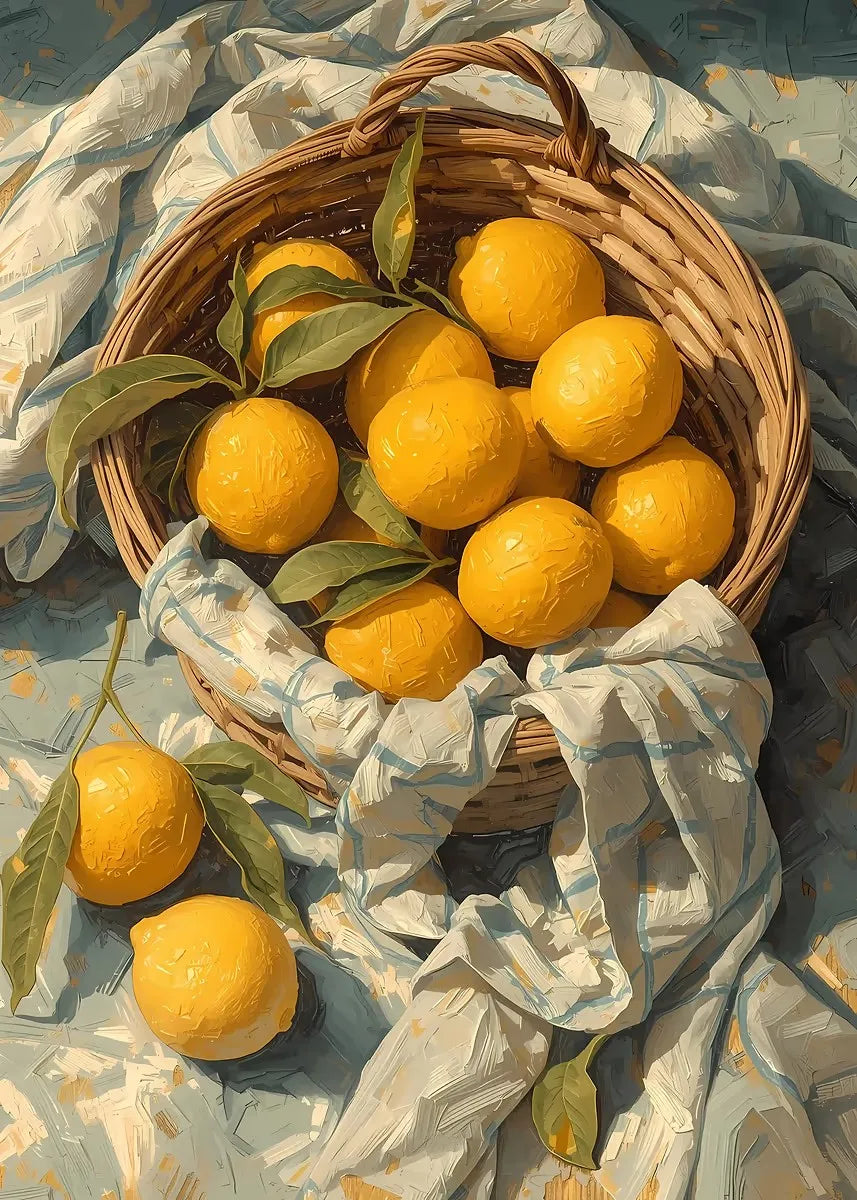 Summer Lemons & Straw Hat Canvas Wall Art – Modern Print Canvas Wall Art Qst