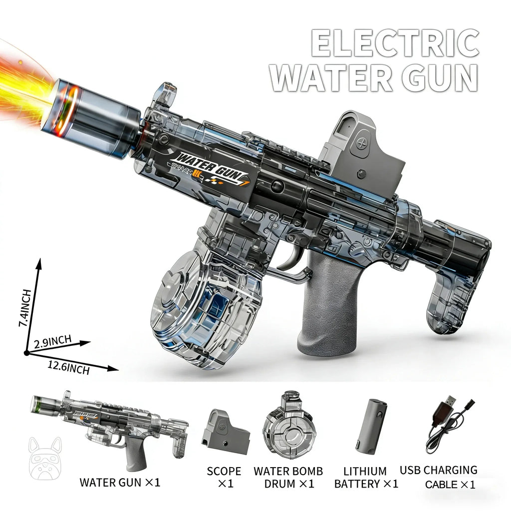 Electric Water Gun with Recoil – Kids Auto Squirt Toy | 8 Colors Kids Water Gun Toy Qme Brown