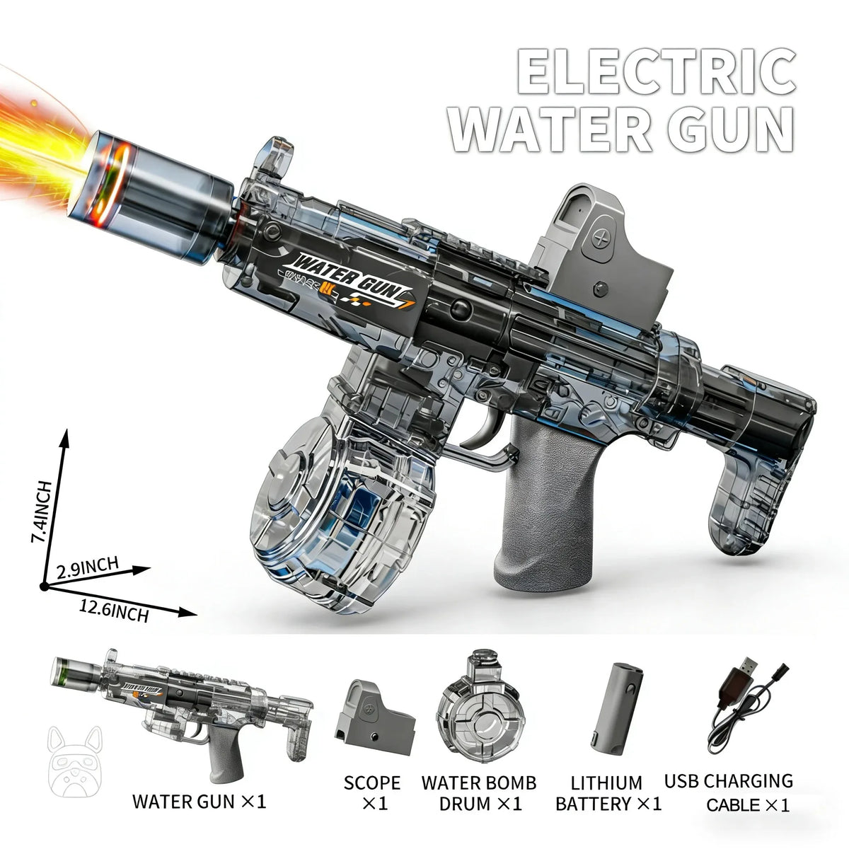 Electric Water Gun with Recoil – Kids Auto Squirt Toy | 8 Colors Kids Water Gun Toy Qme Brown