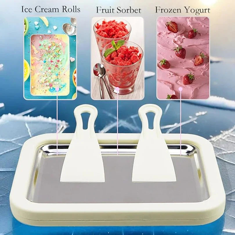 Stainless Steel Manual Rolled Ice Cream Maker – Cold Plate Ice Cream Maker Qme
