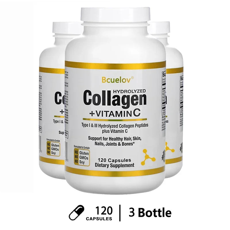 Hydrolyzed Collagen Peptides with Vitamin C – Hair, Skin & Nails Collagen Supplement Qst