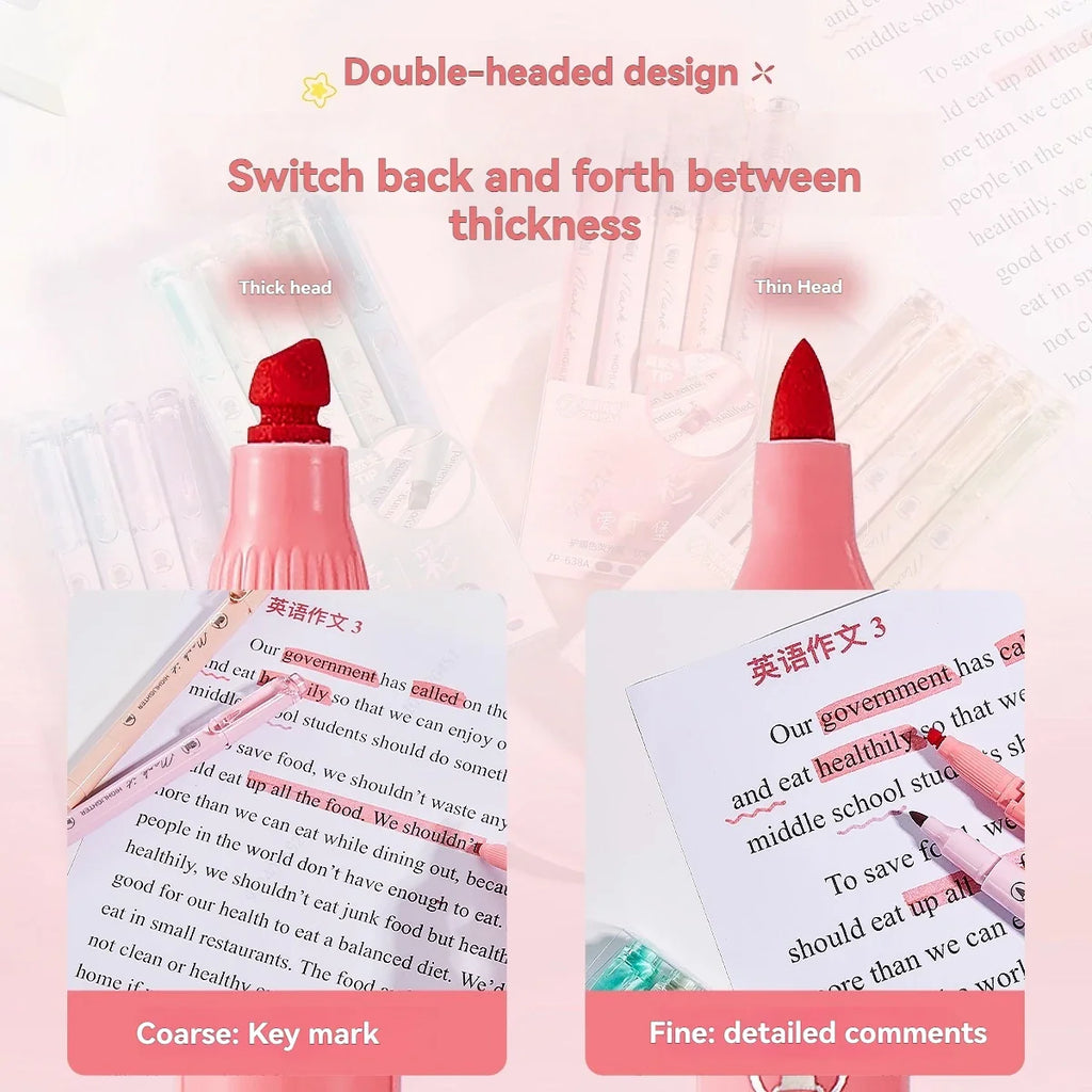 Pastel Highlighters Set – 5 Fluorescent Hook Pens | Kawaii Pastel Highlighter Set Qme