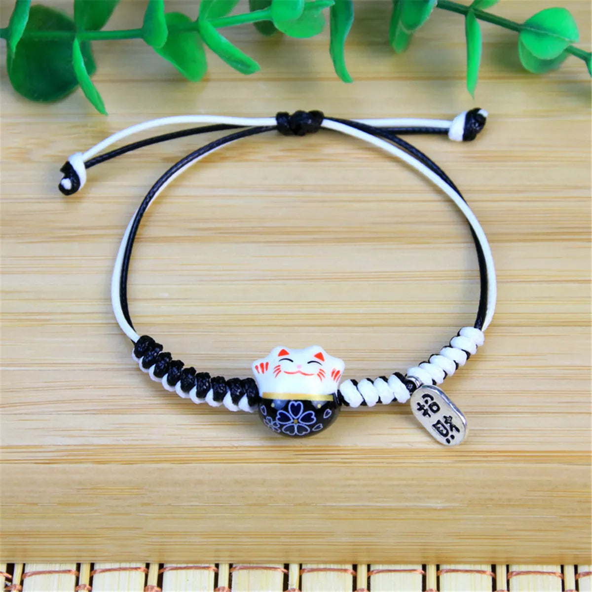 Cute Cat Ceramic Woven Charm Bracelet | Couple Jewelry Charm Bracelet Qme