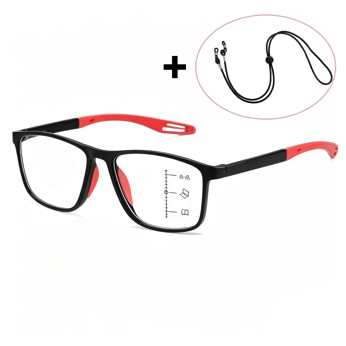 VOPHA Progressive Multifocal Reading Glasses Anti Blue Light TR90 Progressive Reading Glasses Qst Strength 250 Red