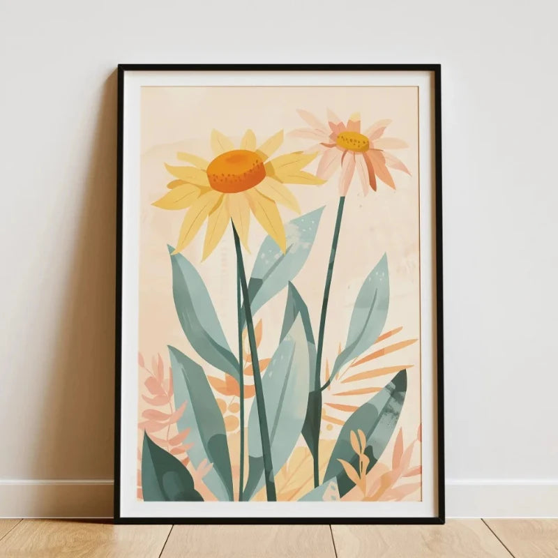Minimalist Botanical Canvas Wall Art – Bamboo Tropical Leaf Canvas Wall Art Qst 2 30x40cm Unframed