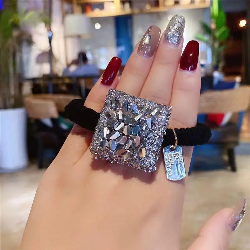 Women's Rhinestone Elastic Hair Bands – Party & Daily Style Rhinestone Hair Band Qst Silver