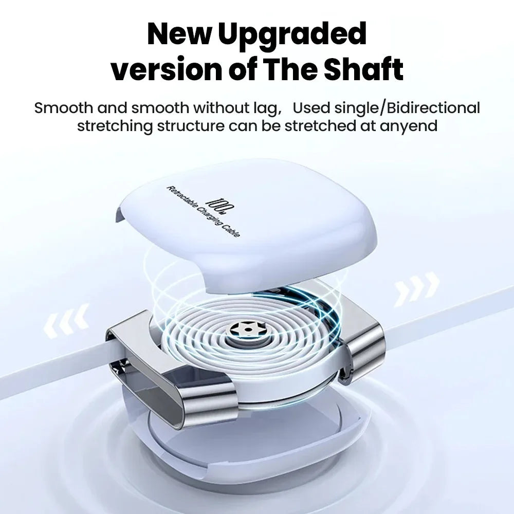 USB-C 100W Fast Charging Retractable Cable | Qme Retractable USB-C Cable Qme
