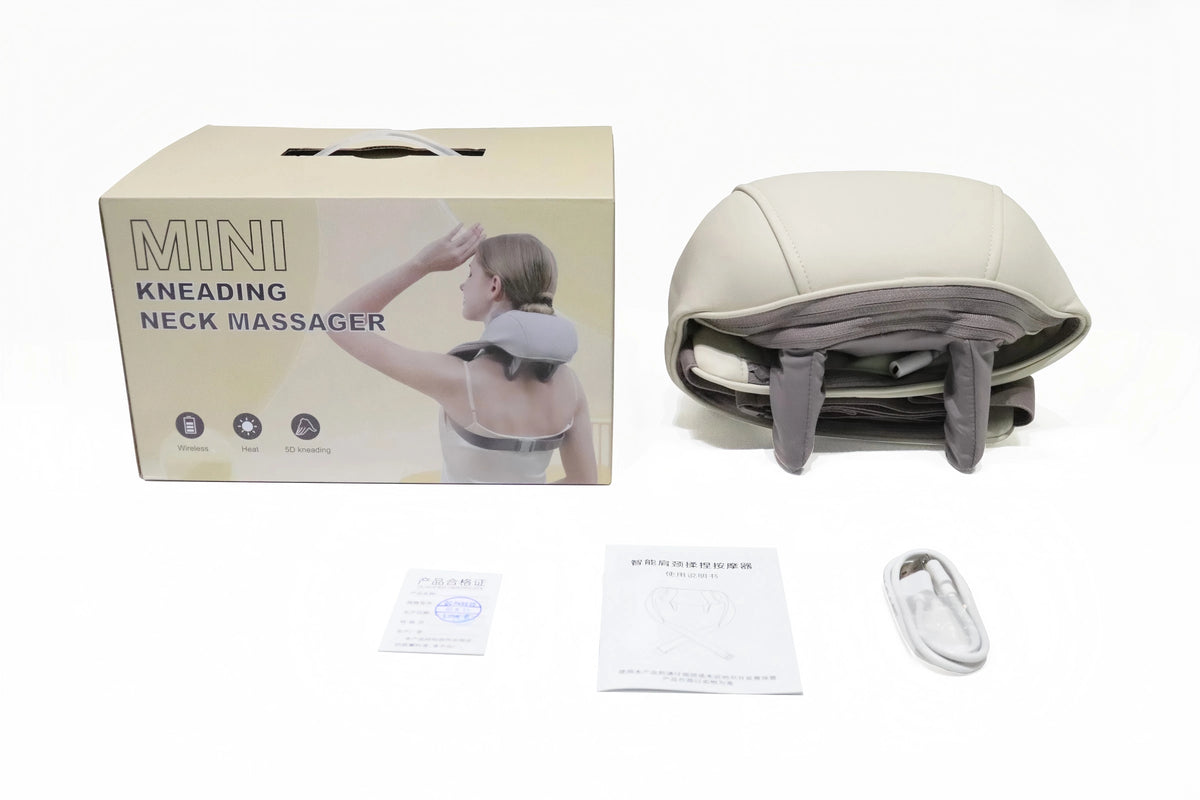 VIMYSHOW 6D Wireless Neck & Shoulder Massager with Heat Neck Shoulder Massager Qst White And Grey