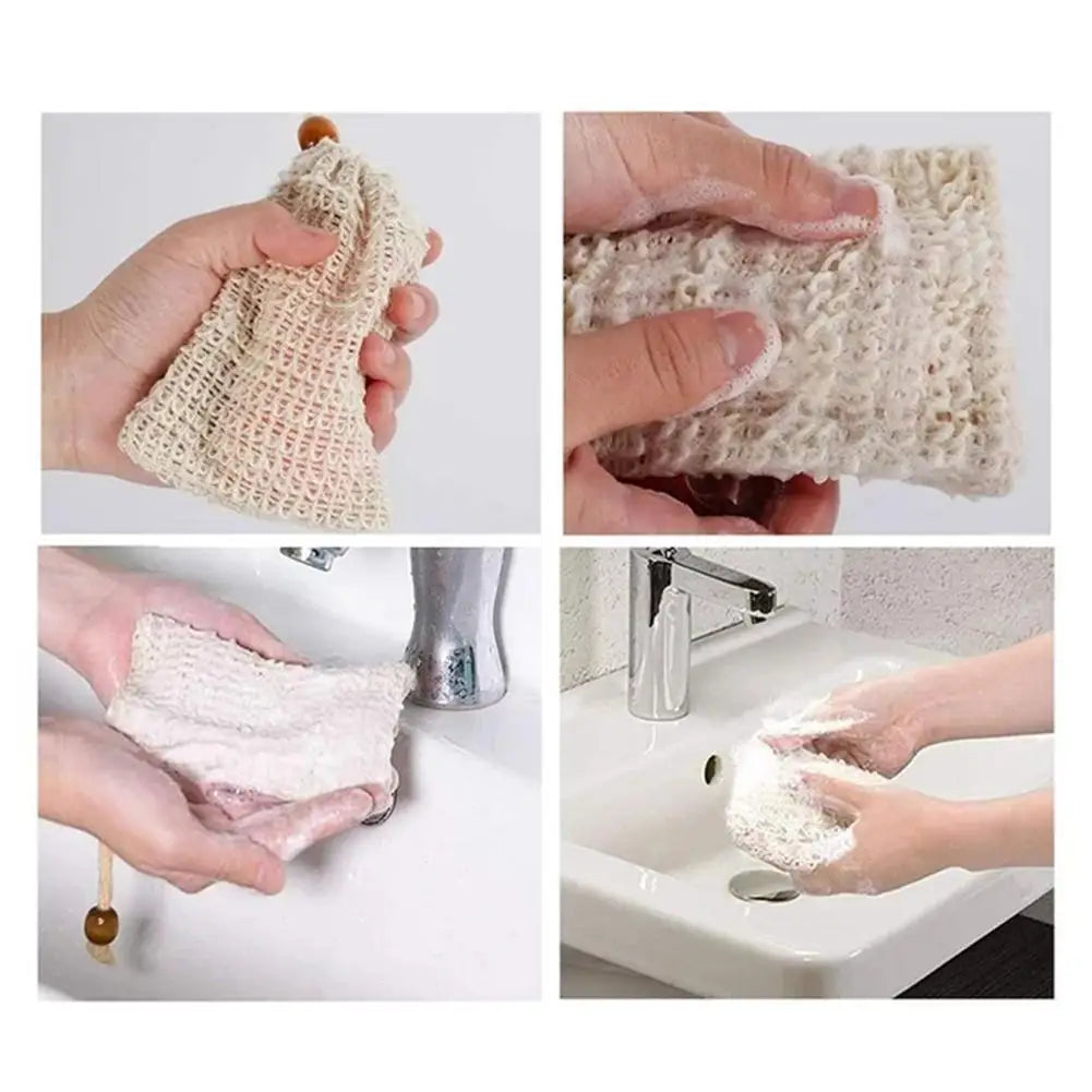 Natural Cotton Linen Soap Saver Bag | Mesh Exfoliator Pouch 5pk Soap Saver Bag Qme