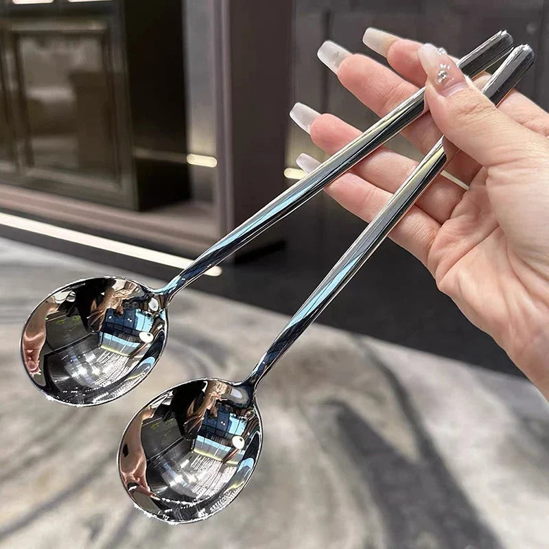 Long Handle Stainless Steel Stirring Ice Spoon | Kitchen Utensil Stirring Spoon Qme
