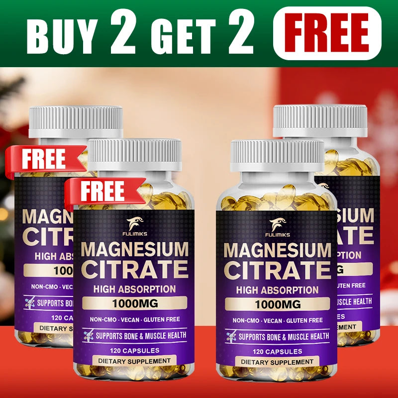 Magnesium Citrate 1000mg Capsules – Digestive Regularity Support Mineral Supplement Qst