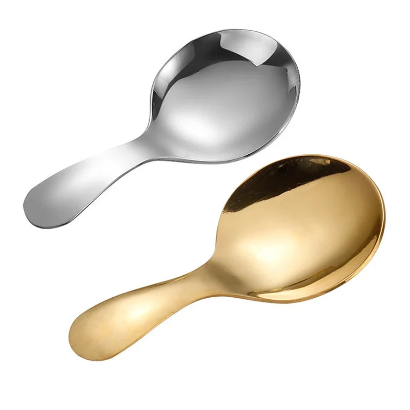 Gold Stainless Steel Short Handle Spoon – Tea, Coffee & Ice Cream Kitchen Spoon Qme
