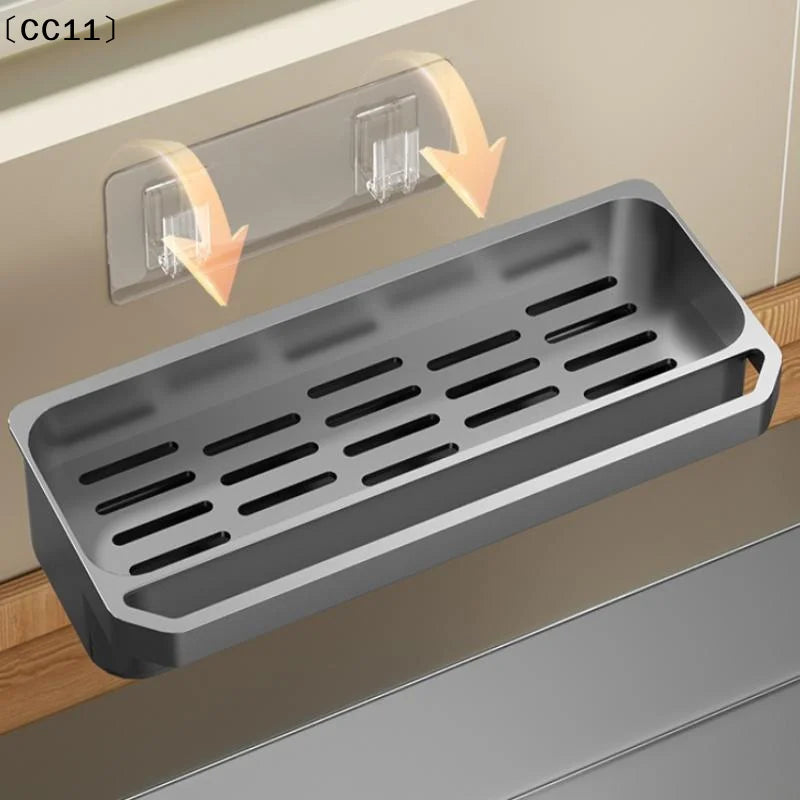 No-Drill Sink Caddy Sponge Rack & Dish Soap Towel Bar Sink Caddy Organizer Qme