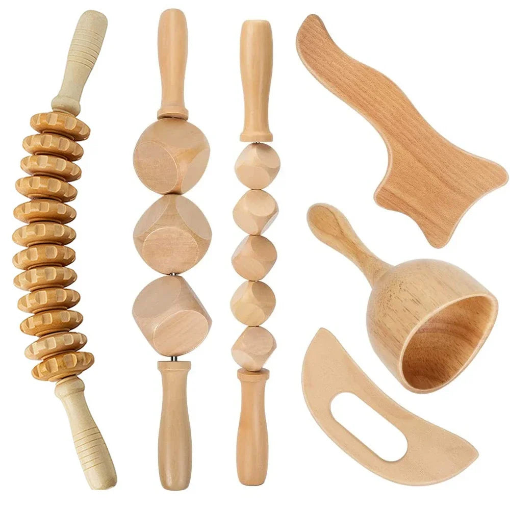 Wooden Therapy Massage Set – Gua Sha & Maderoterapia Tools