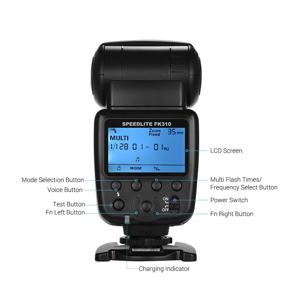 Wireless Speedlite Flash GN33 LCD Display for DSLR Cameras Camera Flash Speedlite Qst