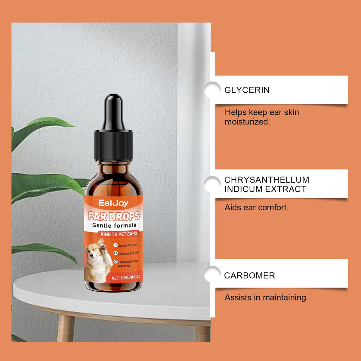 Pet Ear Cleaning Drops for Dogs & Cats – Daily Ear Care Pet Ear Cleaner Qst