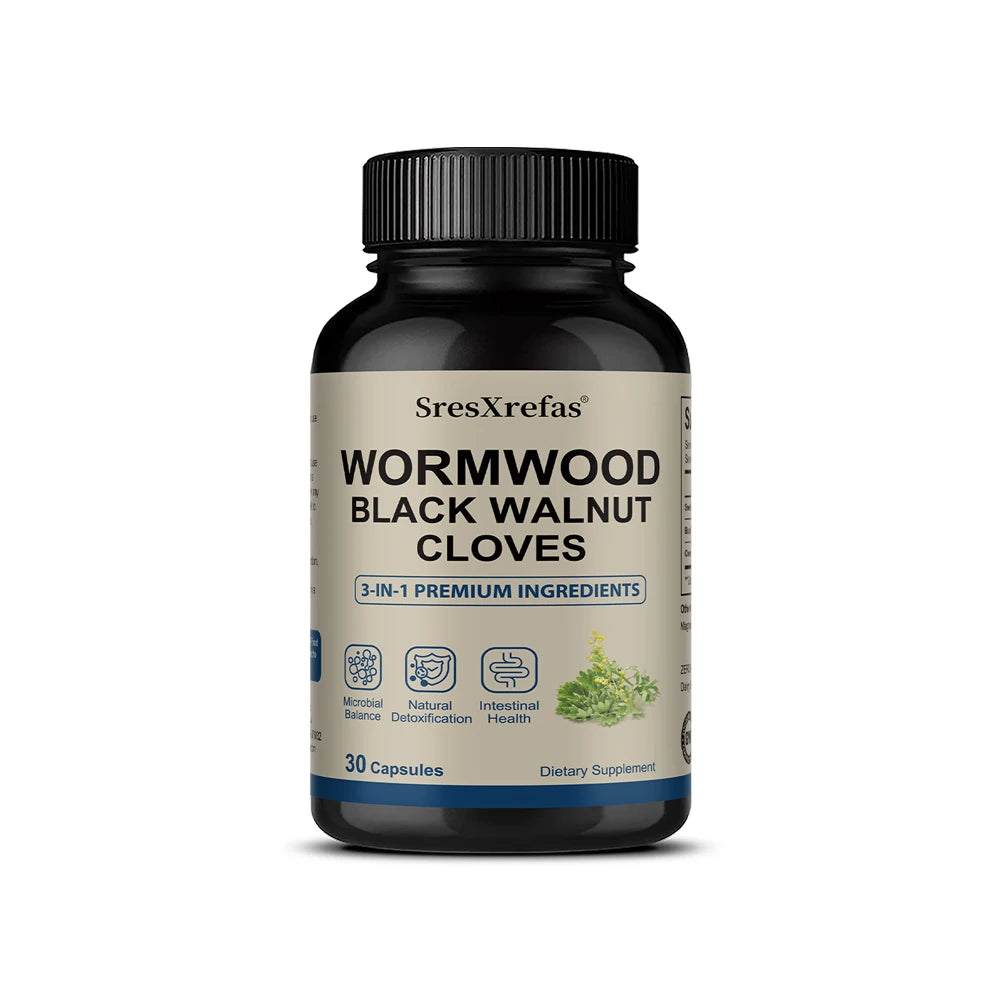 Wormwood Black Walnut & Clove Capsules – 3-in-1 Herbal Formula Herbal Supplement Qst 30 count-1 bottle