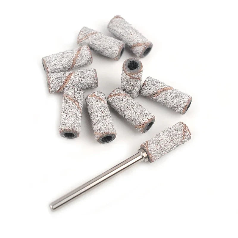 Mini Nail Drill Sanding Bands & Steel Mandrel Set – 50/100pc Nail Drill Accessories Qme