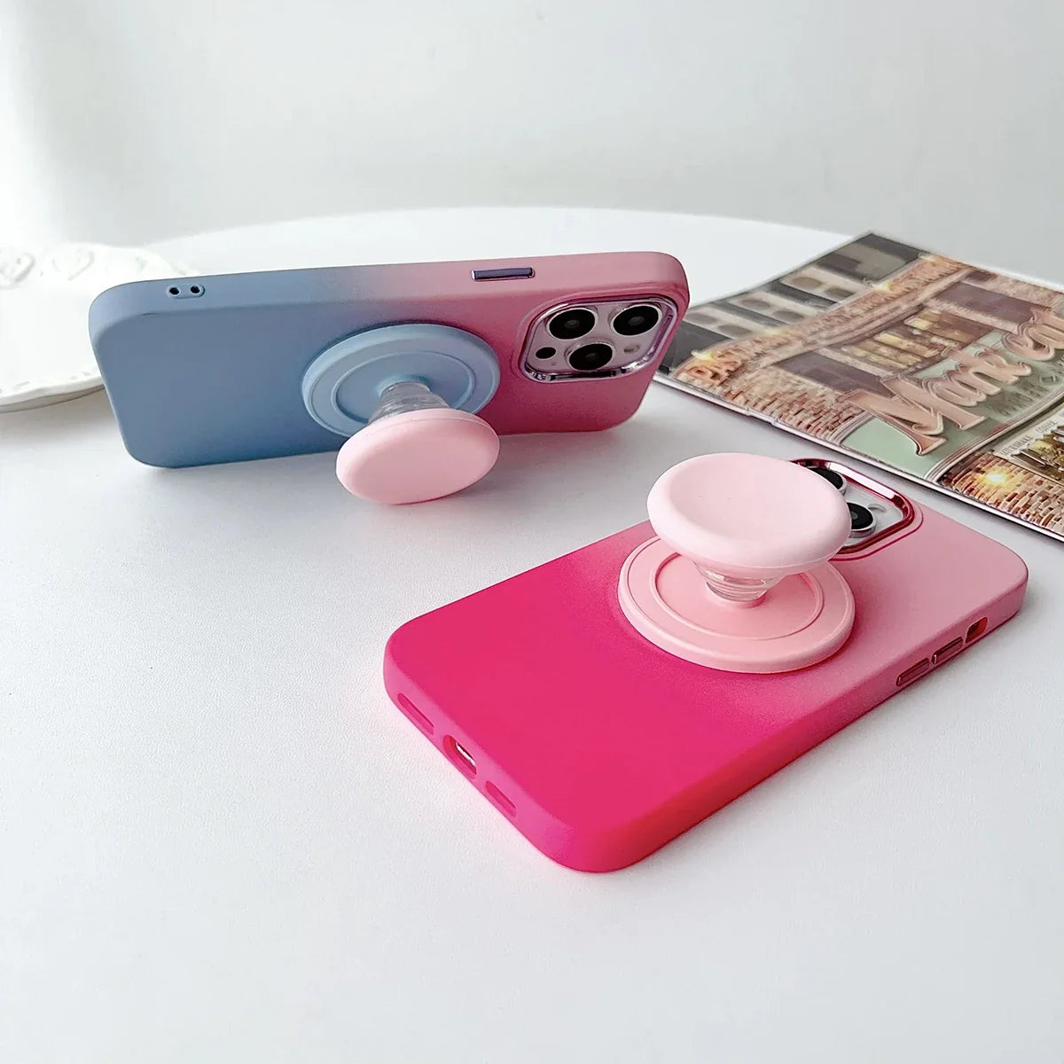 Macaron Silicone Magnetic Air Cushion Stand | Adhesive Backing Makeup Compact Stand Qme
