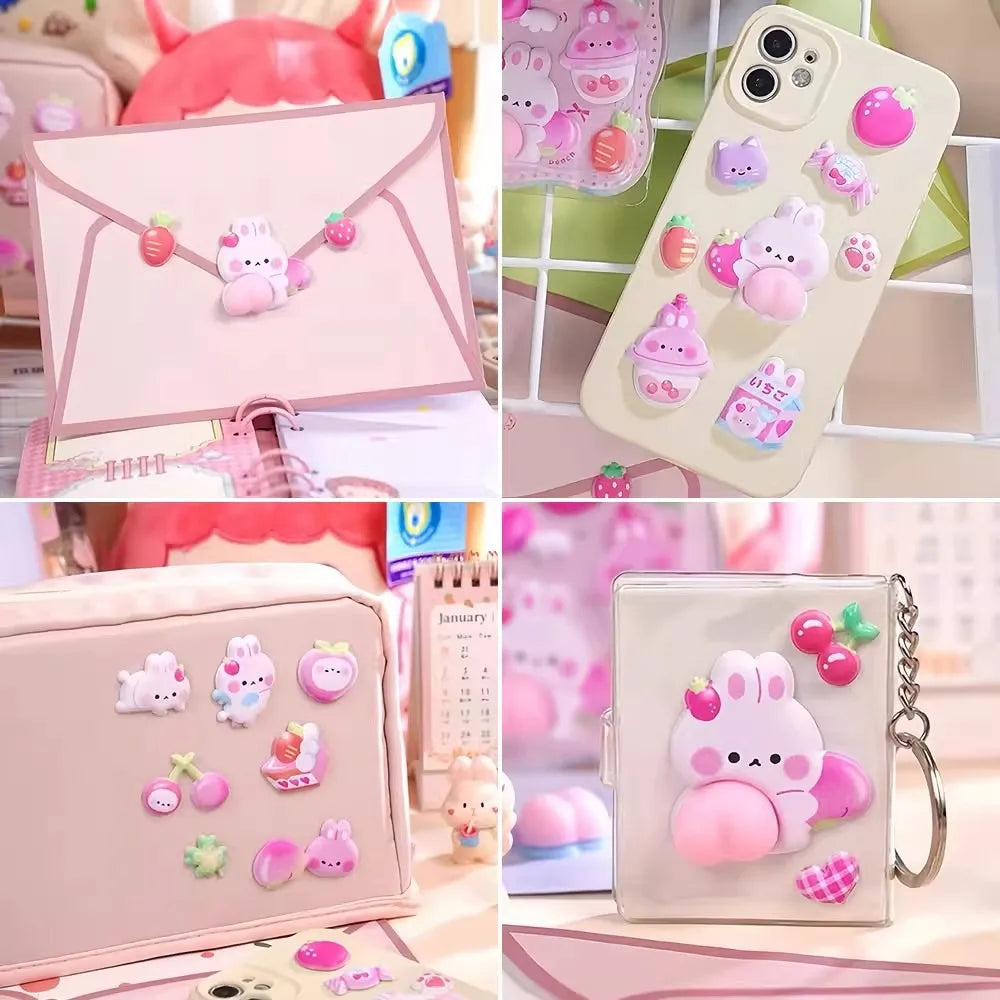 3D Cute Animal Butt Puffy Stickers | DIY Scrapbook & Decals Novelty Craft Stickers Qme