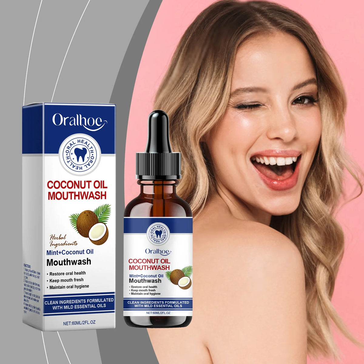 Oralhoe Coconut Oil Mouthwash – Whitening & Fresh Breath Whitening Mouthwash Qst