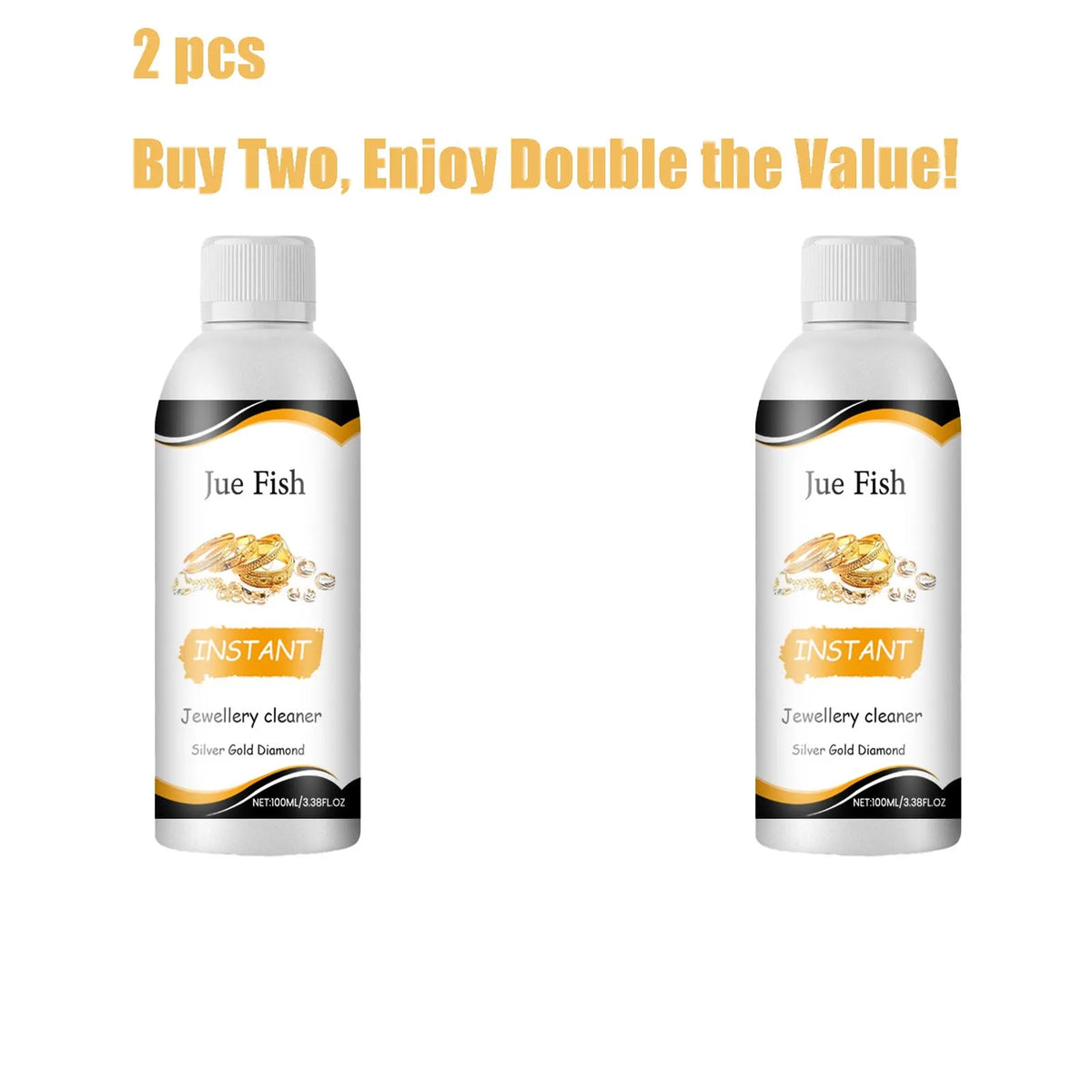 Jue-Fish Jewelry Cleaner & Tarnish Remover Solution 100g Jewelry Cleaner Solution Qst 2 pcs