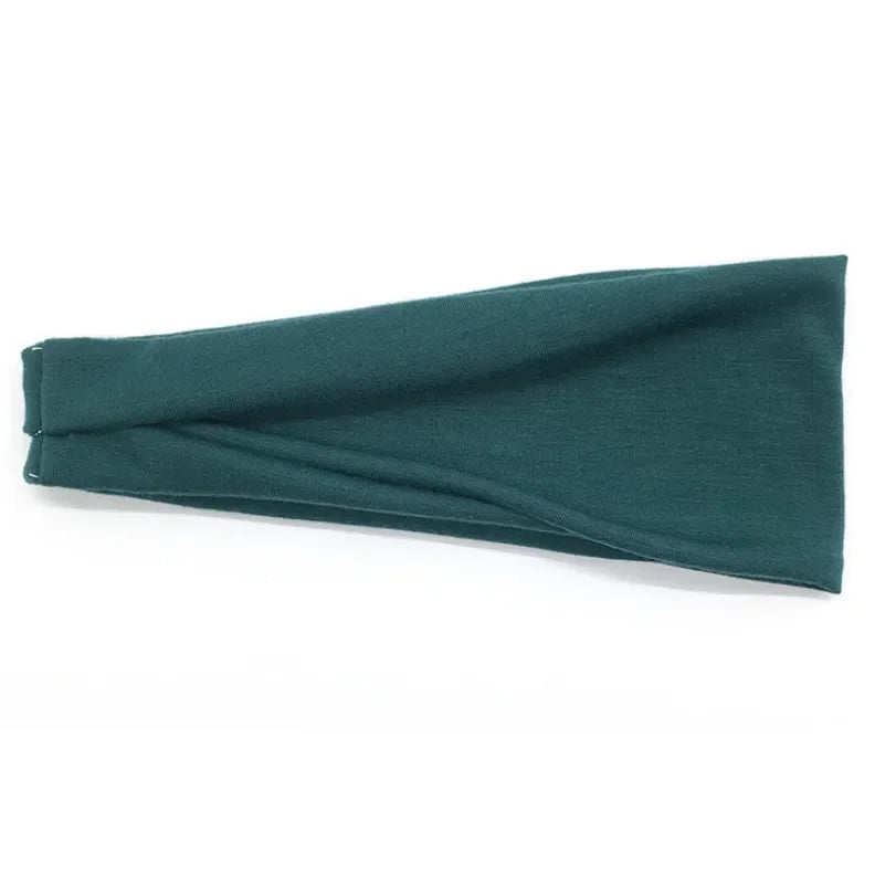 Women's Twisted Knot Cotton Wide Turban Headband – 19 Colors Turban Headband Qme Black Green 10cm-22cm