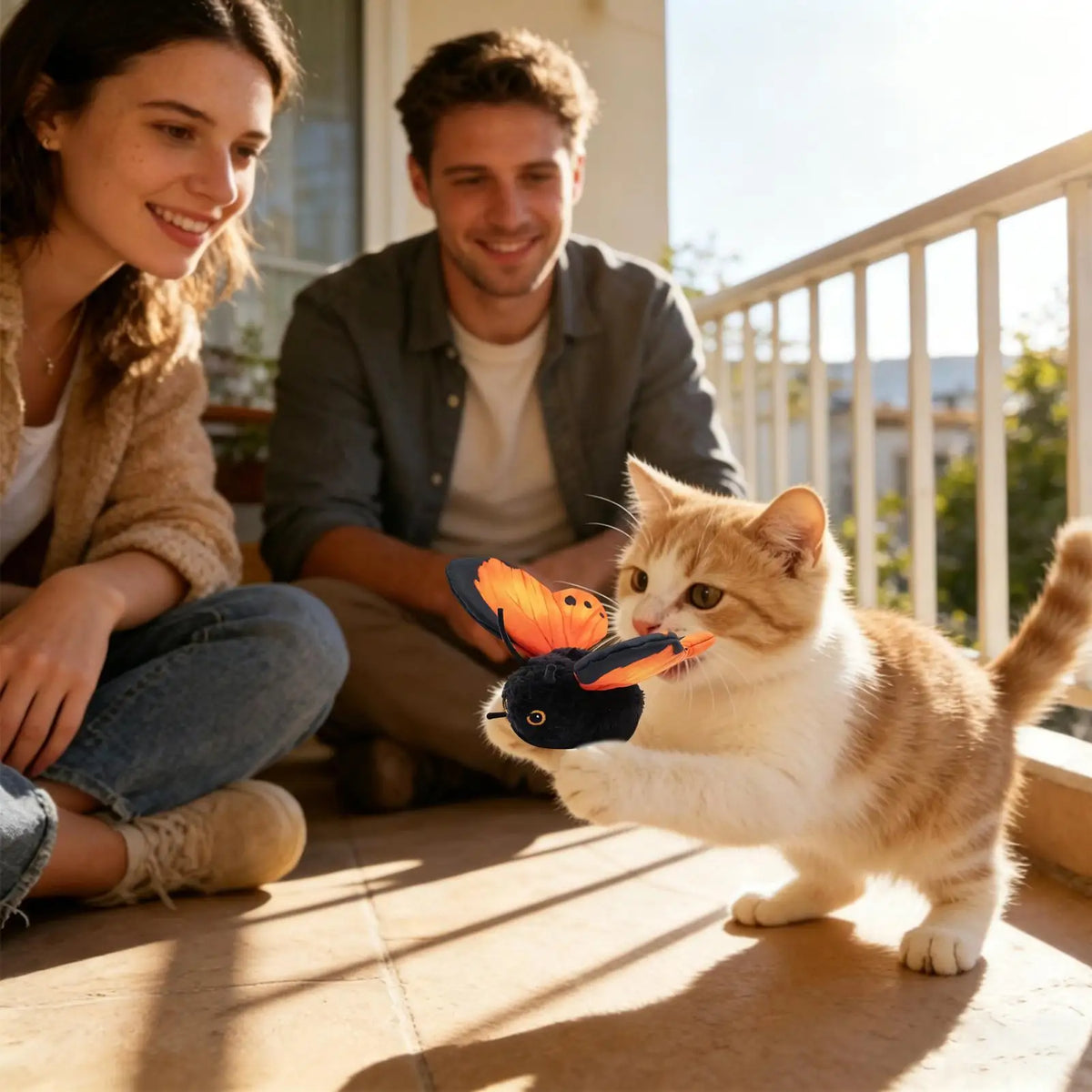Indoor Auto Cat Teaser Toy – Rechargeable Butterfly Wand Interactive Cat Toy Qme