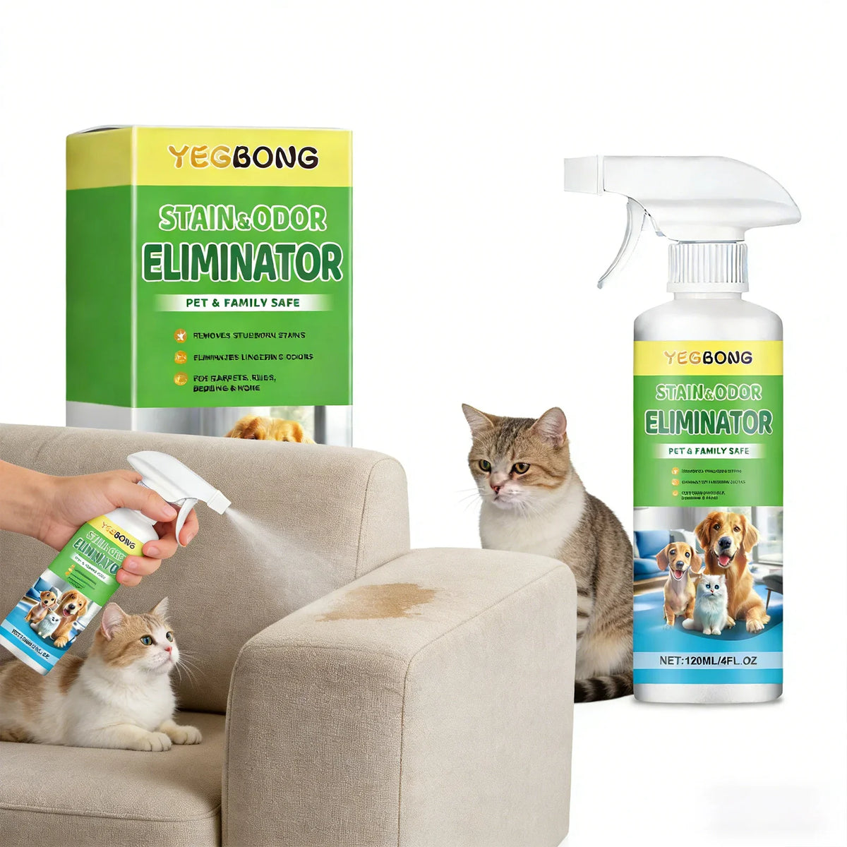 Qme Pet Stain Remover – Deep Clean Urine Stains & Odors Pet Stain Remover Qme
