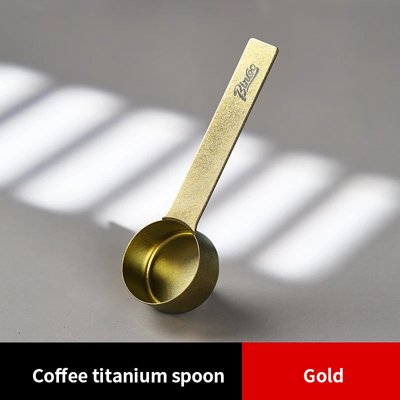 Bincoo Pure Titanium Coffee Scoop & Measuring Spoon Coffee Measuring Scoop Qst Gold