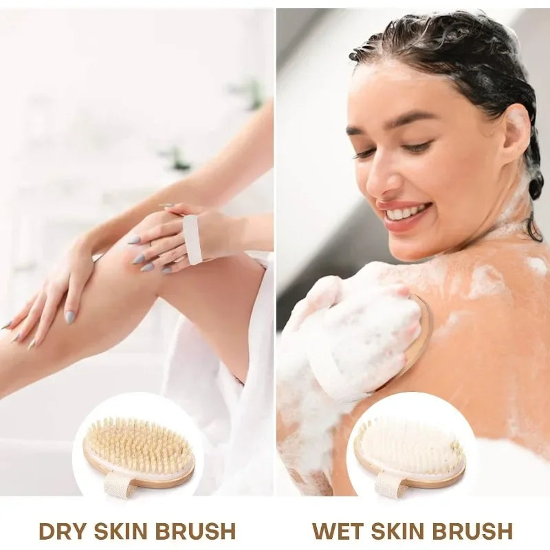 Dry Body Brush – Natural Bristle Exfoliating & Massage Tool Dry Body Brush Qme