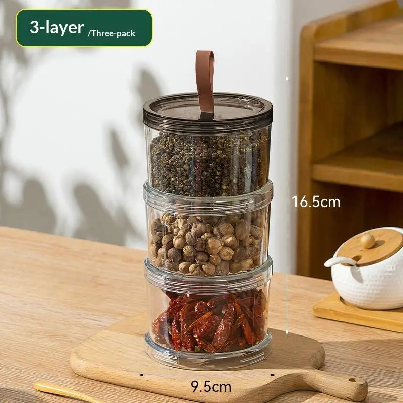 Airtight Stackable Seasoning Jars Kitchen Spice Organizer Spice Organizer Jars Qme 3layer