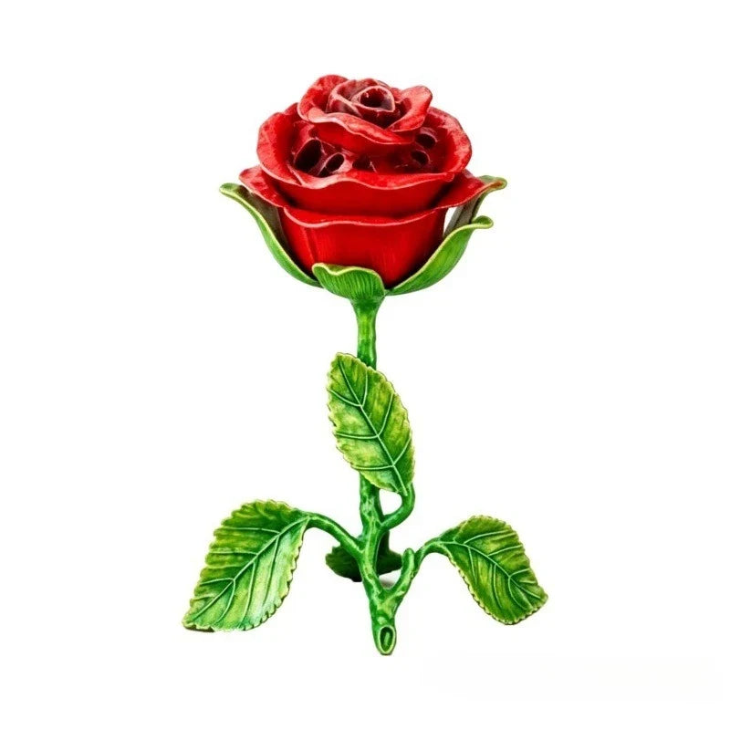Retro Rose Alloy Incense Burner | Aromatherapy Stove Home Decor Incense Burner Qme Red