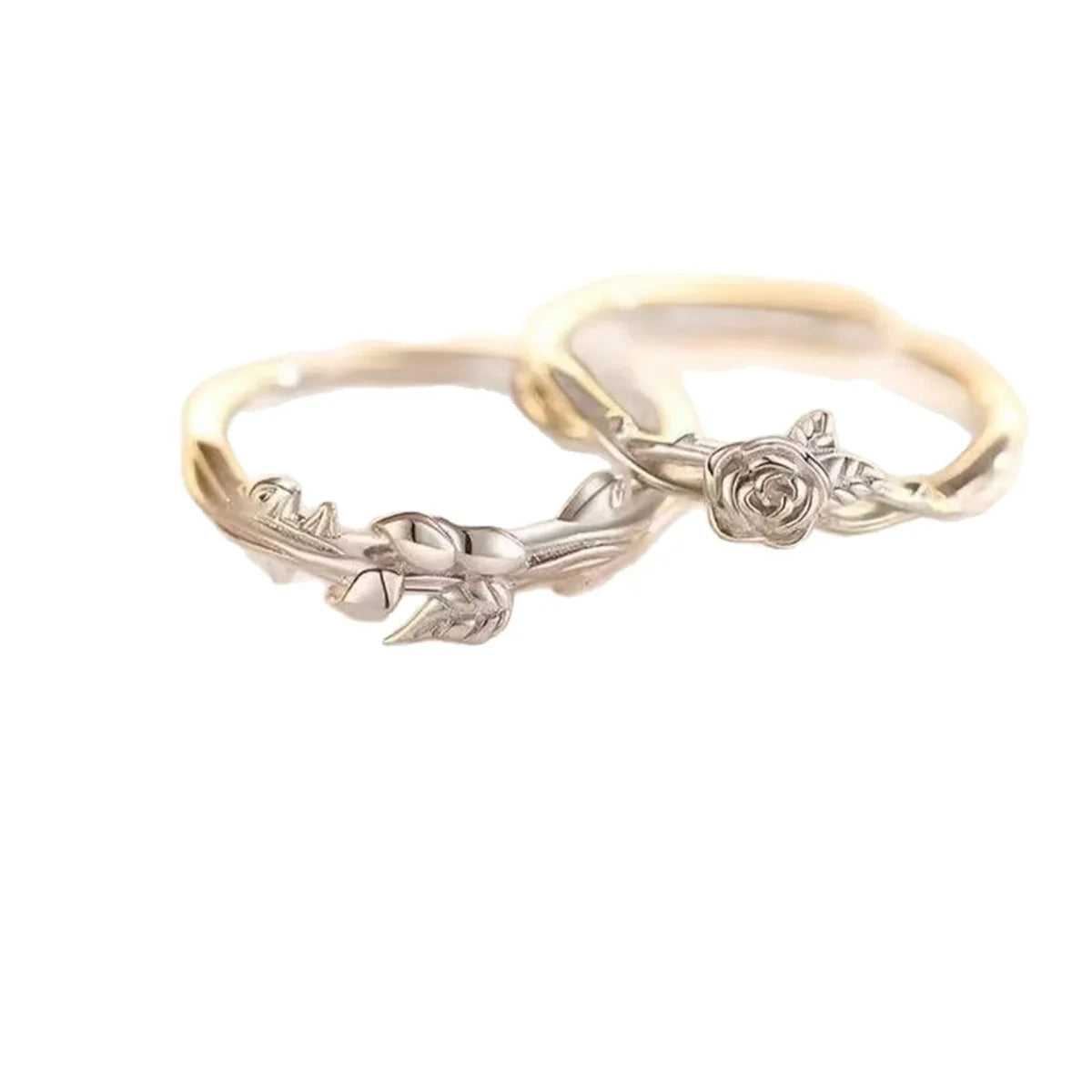Vintage Black Rose Ring | Retro Hip Hop Silver Flower Ring Fashion Ring Qme