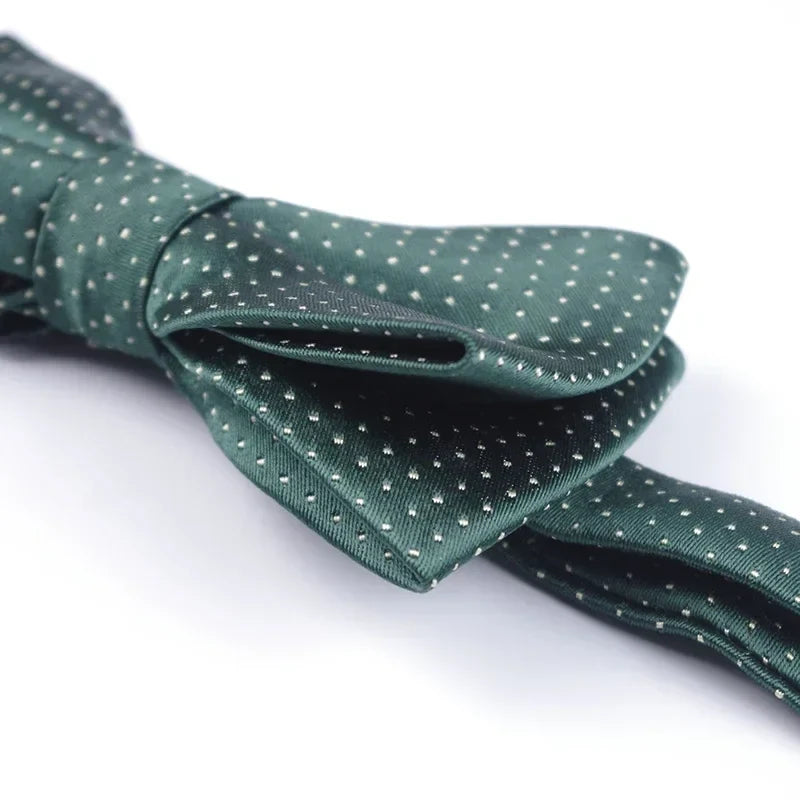 Men's Polyester Bow Tie – Woven Dot & Check | 35 Colors Men's Bow Tie Qme