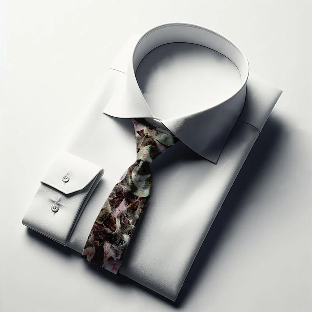 Cute Funny Cat Necktie – 3D Cartoon Print Fashion Tie Novelty Necktie Qme