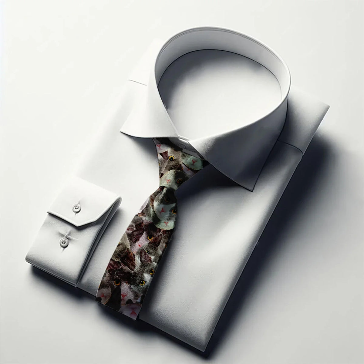 Cute Funny Cat Necktie – 3D Cartoon Print Fashion Tie Novelty Necktie Qme