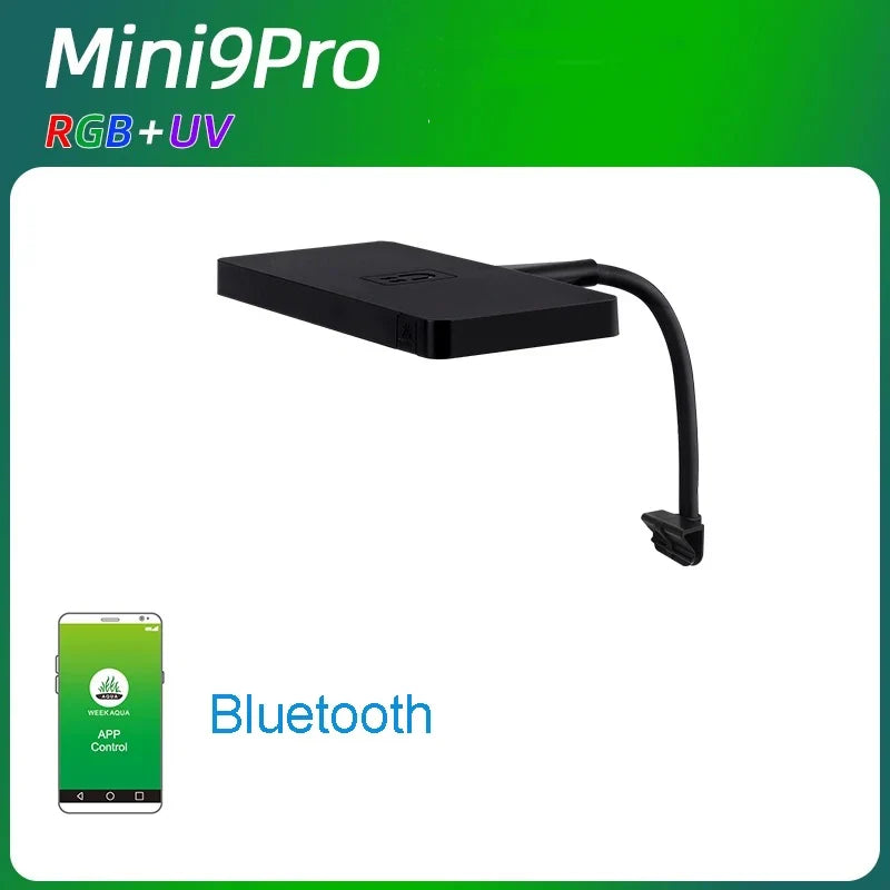 Mini9 Pro Magnetic Clamp LED RGB UV Aquarium Light | Full Spectrum Aquarium LED Light Qme mini9pro