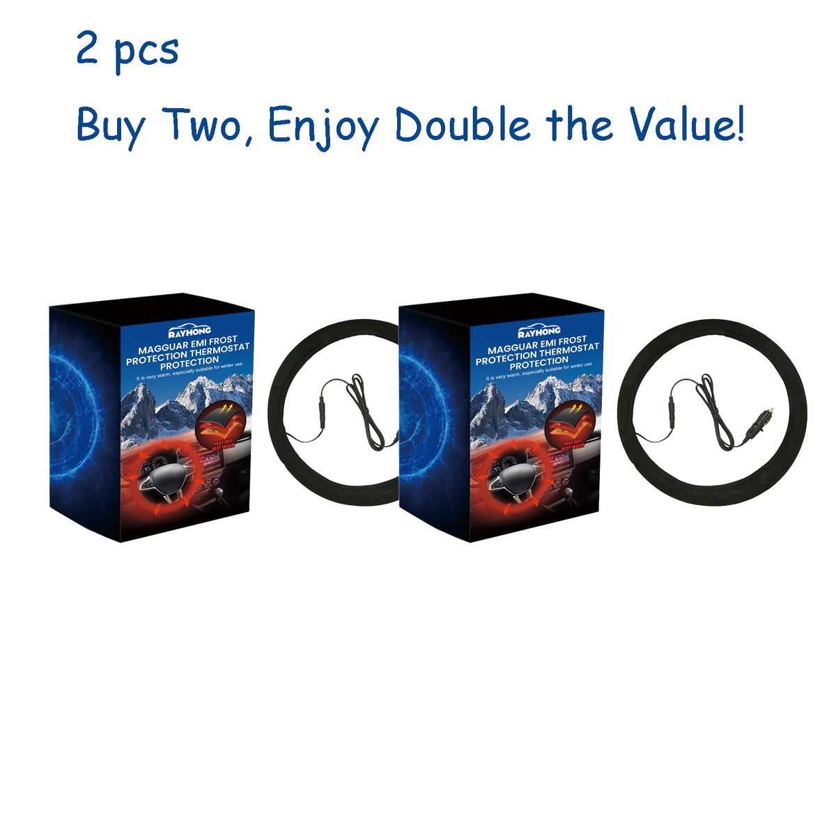 Rayhong Heated Steering Wheel Cover – Universal Non-Slip Heated Steering Cover Qst 2 set