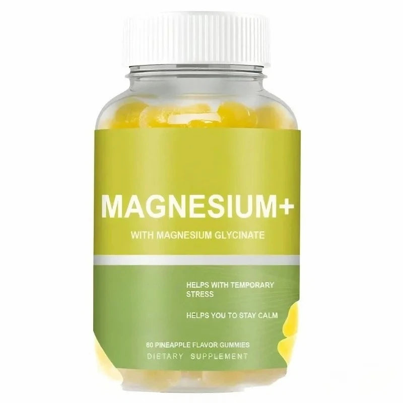 Magnesium Glycinate Gummies 60ct – Pineapple, Sugar Free Magnesium Supplement Qst 60 Count(Pack of 1)