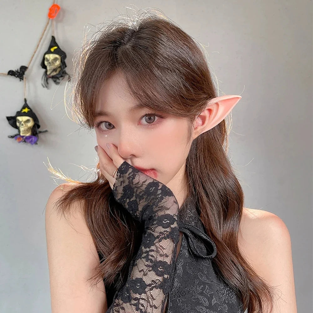 Latex Pointed Elf Ears – Halloween Cosplay & Masquerade Props Costume Ear Props Qme