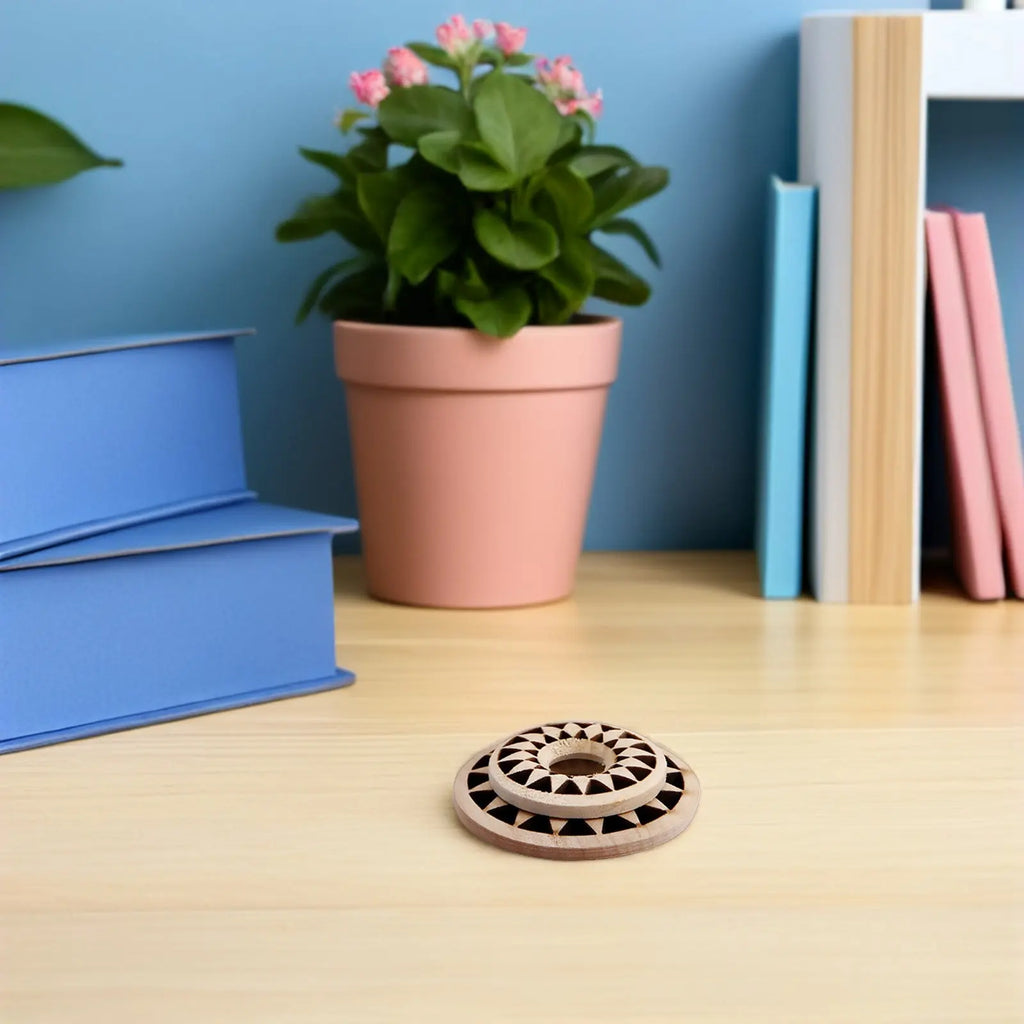 Wooden Crystal Sphere Display Stand – Laser Engraved Rustic Crystal Display Stand Qme