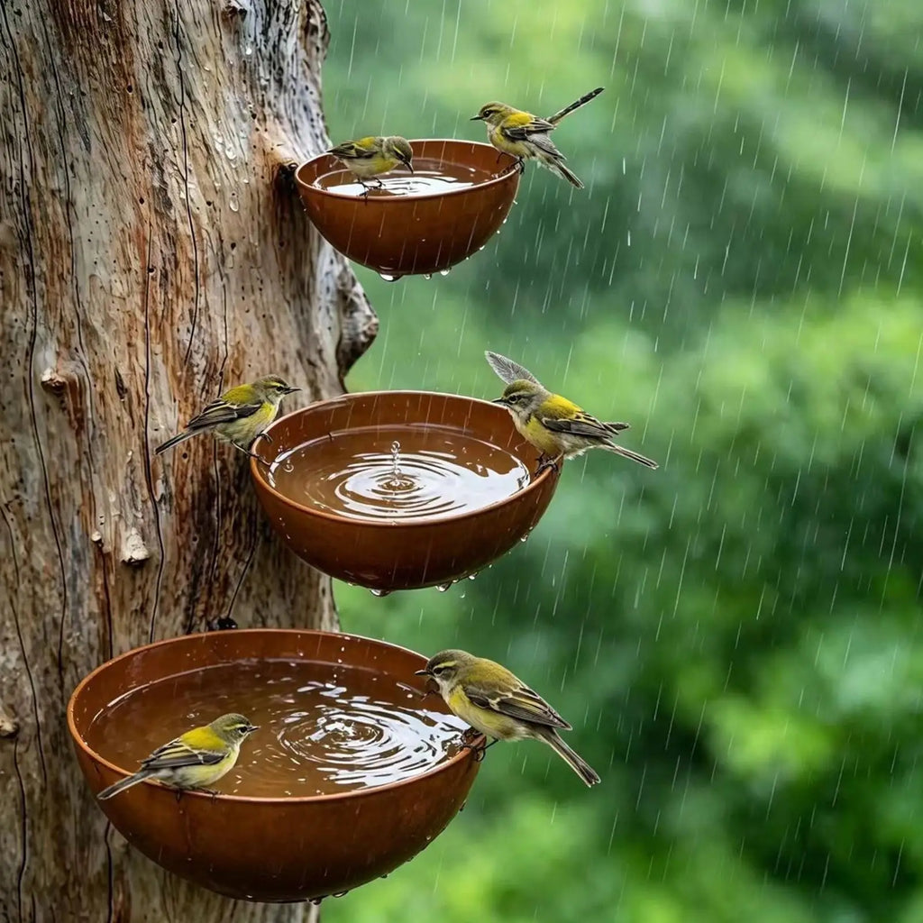 3-Piece Bee Watering Station Rain Catcher Bowl Garden Décor Bee Watering Station Qme