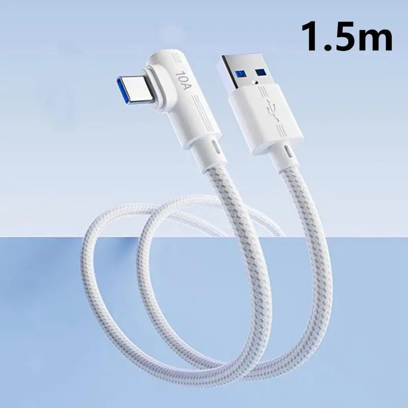 USB-C 240W Fast Charging Cable 90° Elbow | 1M–3M | Qme USB-C Charging Cable Qme white A-C 1.5m