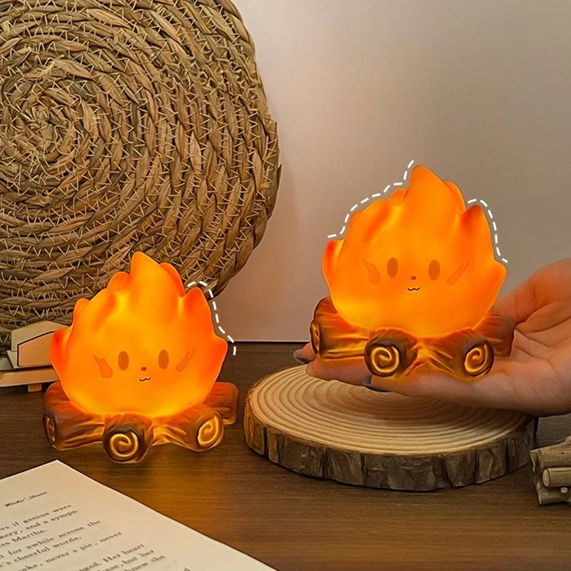 Cartoon Bonfire LED Night Light | Electronic Candle Bedside Lamp LED Night Light Qme